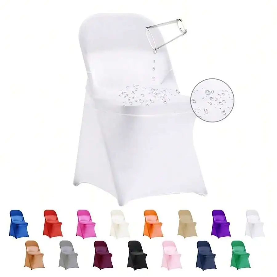 36 PCS Waterproof Stretch Spandex Folding Chair Covers, Dining Room Chair Slipcovers Protector For Wedding, Banquet, Party, Holi