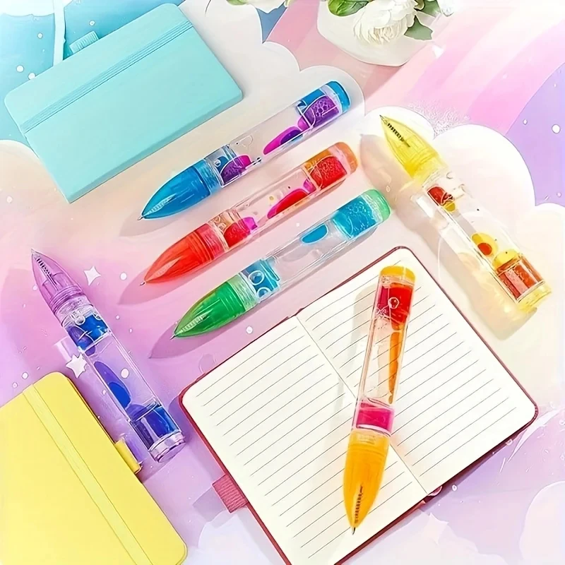1PCS Liquid Motion Bubble Pen-Retractable Ballpoint 6 Colors Anxiety Relief Stress-Free Writing Cool Relax Pen