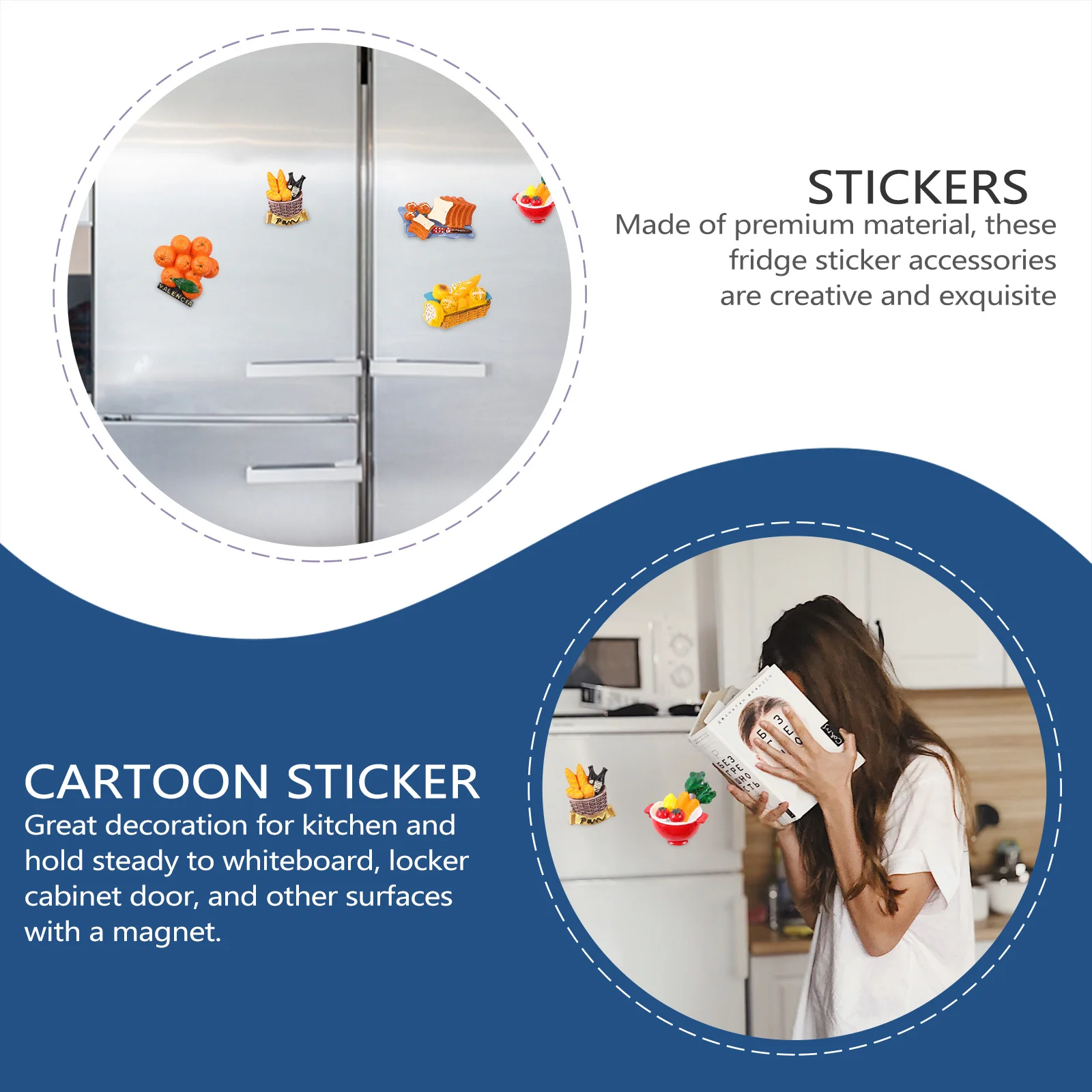 

5Pcs Simulation Food Refrigerator Magnets Creative Cartoon Fridge Stickers Magnetic Kitchen Decoration Refrigerator Photo Holder