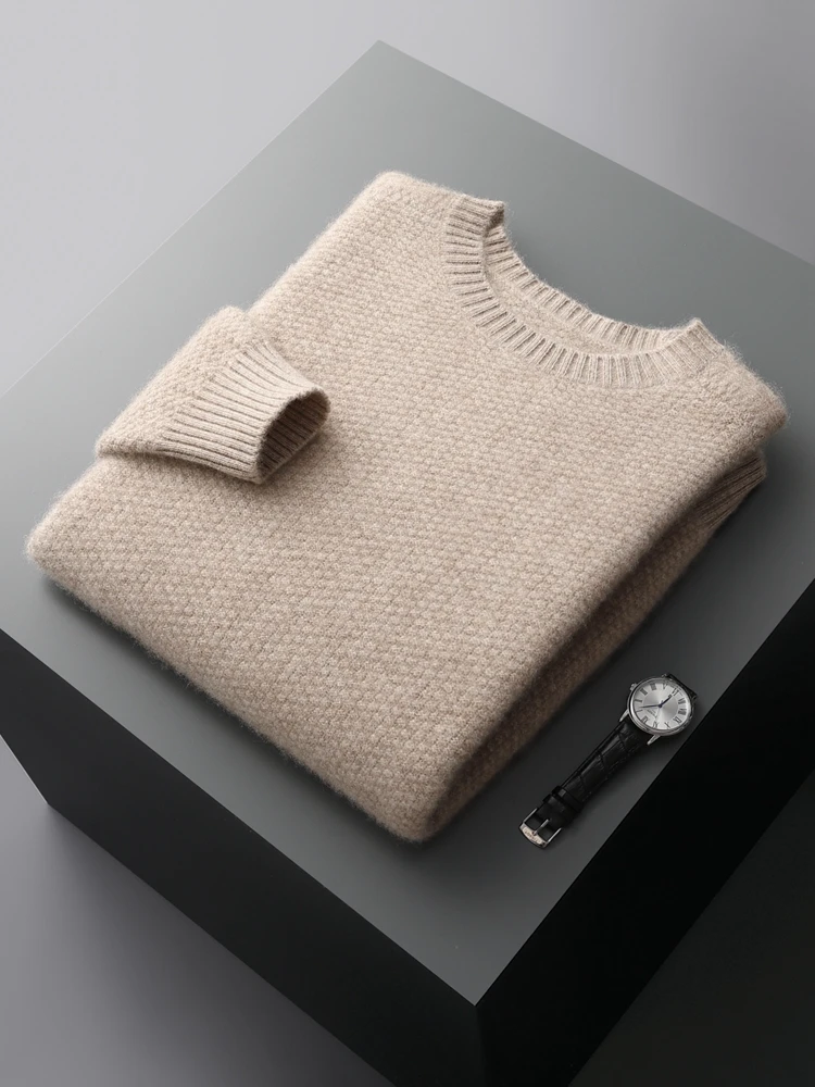 

Luxury Autumn Winter Smart Casual Sweater 100% Cashmere Knitwear Men's Thick Soft Warm O-Neck Pullover Business Male Clothes Top