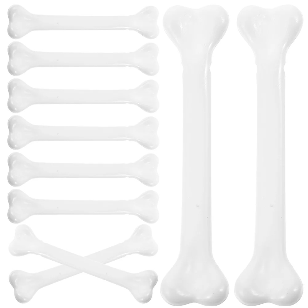 24 Pcs Halloween Bone Props Small Bones Decoration Fake Toy White Plastic Human