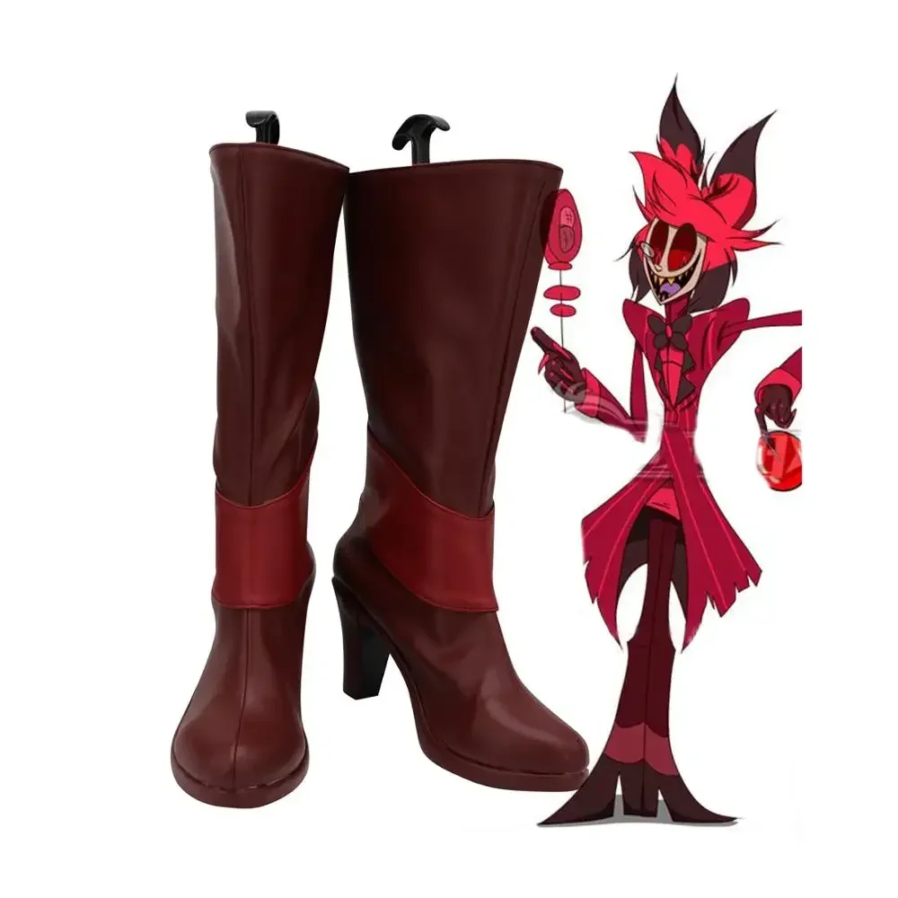 Hazbin Alastor Cosplay Shoes Hotel High Heel Leather Boots Custom Made