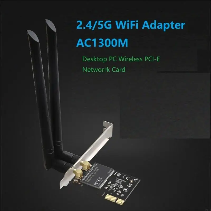 Adaptor WiFi N84B untuk Desktop PC AC1300M Antena-Gain High-Range 5.0GHz 2.4GHz Adaptor Jaringan Nirkabel Ganda-Band