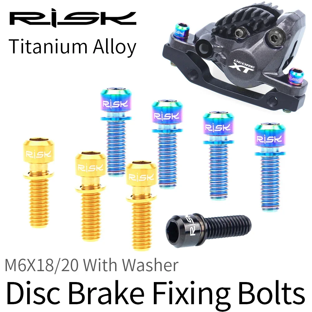Bick 4pcs M6x18 M6x20mm Titanium Bolt with Washer for Bicycle Hydraulic Disc Brake Caliper MTB Road Bike Crank Stem Fixed Screws