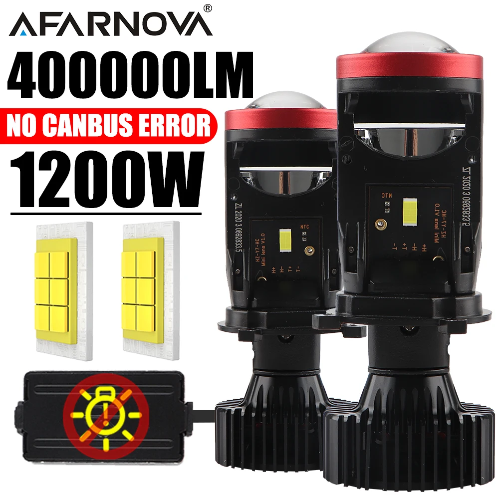 

1200 Вт H4 Bi Мини-светодиодный объектив проектора 400000 Автомобильная лампа LM Plug&Play Canbus, турболампа для автофара, двойной дальний ближний свет 12 В Canbus