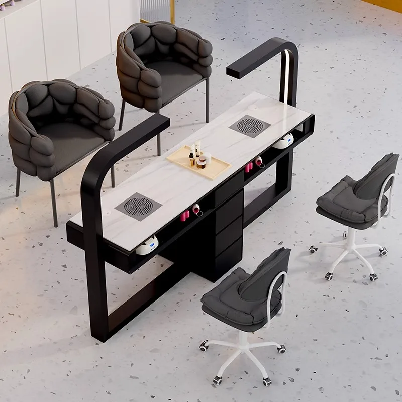 طاولة أظافر متعددة الوظائف مفردة ومزدوجة طاولة مانيكير كريم نمط Mesas De Manicura كرسي أظافر أثاث الصالون