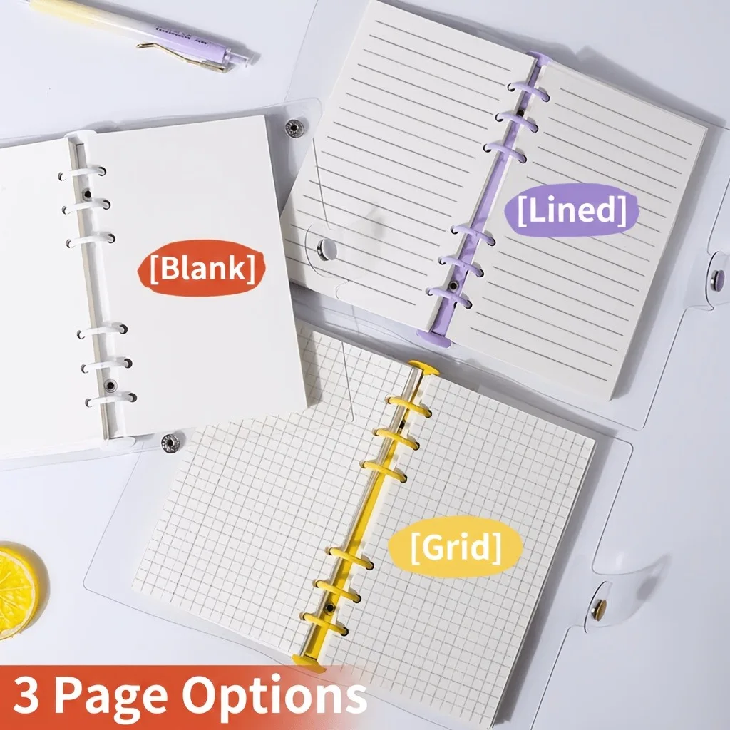 A6 grid transparent looseleaf notebook,containing 60 lined sheet,account book,handmade scrapbook,back-to-school season,Christmas