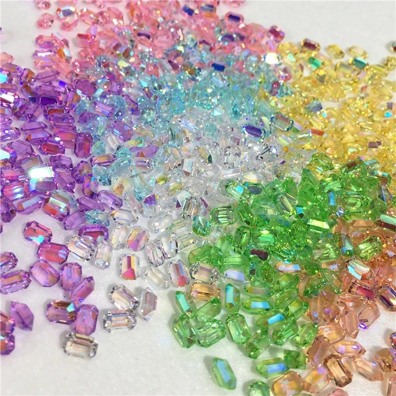 50PCS Colorful Nail Rhinestone Candy Square Stone Charm Nail Art Decorations Resin Gem Stones 3D Nails Crystal Rhinestone