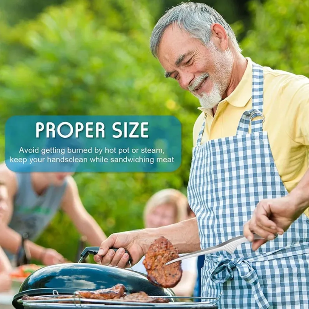 

D2 Stainless Steel BBQ Tongs Non-slip Cooking Utensils Easy To Clean Reusable Tongs Suitable for Serving Food Camping BBQ Buffet