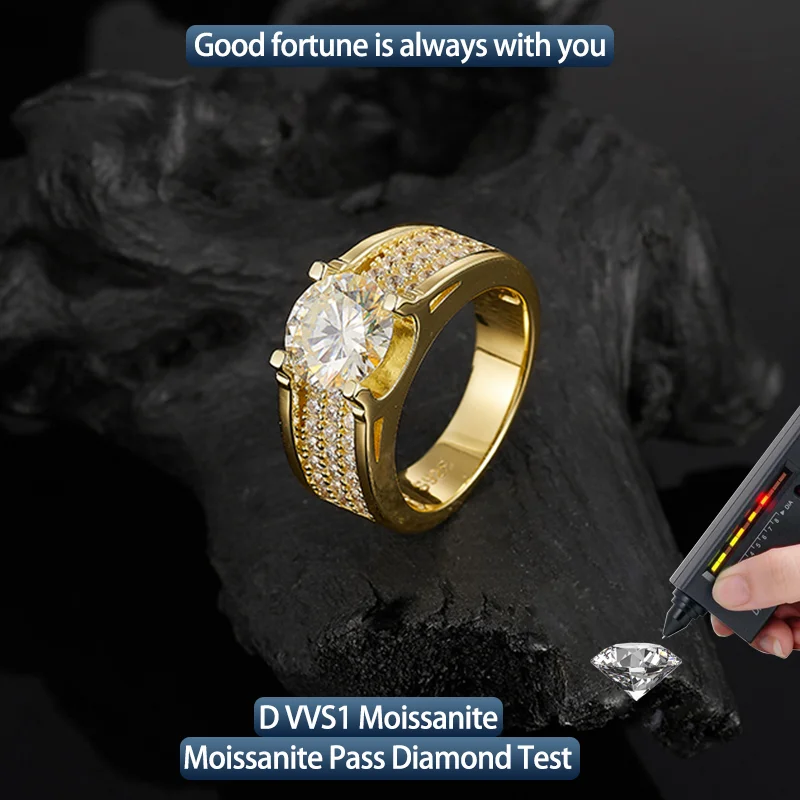 

Серебряные кольца S925 с муассанитом 3CT в стиле хип-хоп, сертифицированные GRA, гальваническое золото 18 карат, легкий, роскошный, изысканный, модный дизайн, индивидуальный дизайн