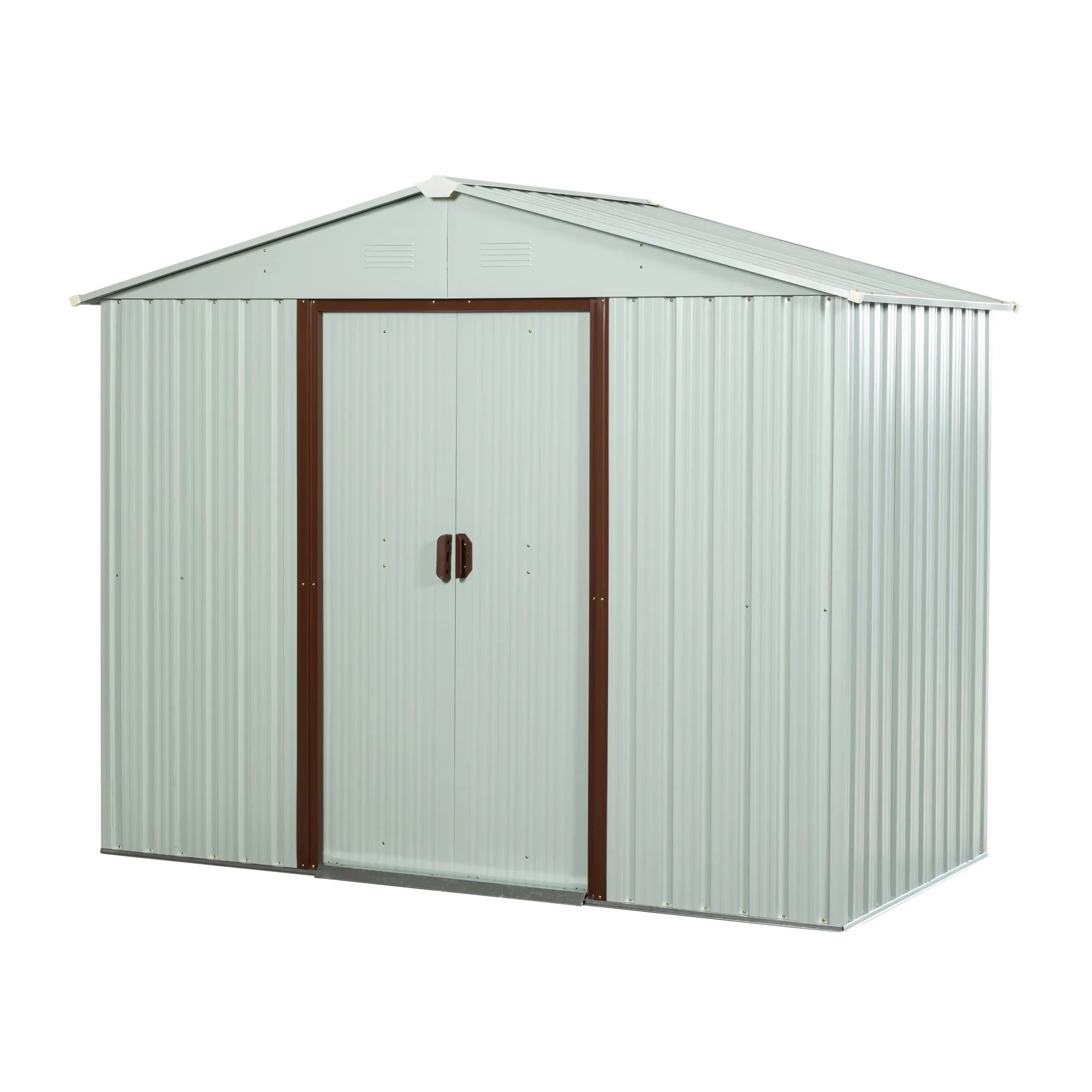 

8ft x 4ft Outdoor Metal Storage Shed with Double Doors - White