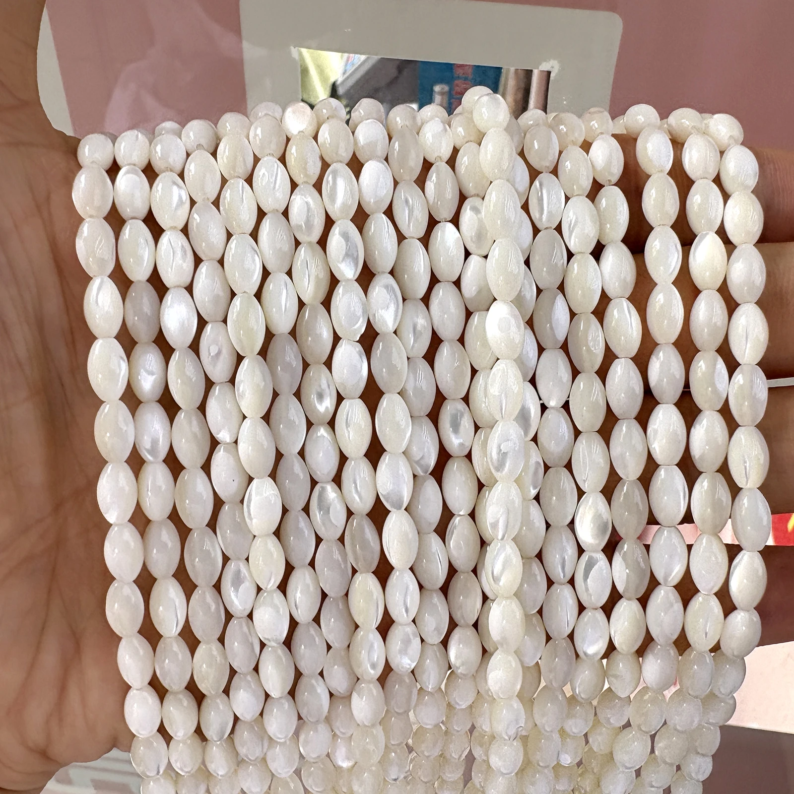 Natural White Shell Coffee Rice Beads Loose Spacer Trochidae Shell Beaded For Jewelry Making Diy Bracelet Necklace Accessories view 3