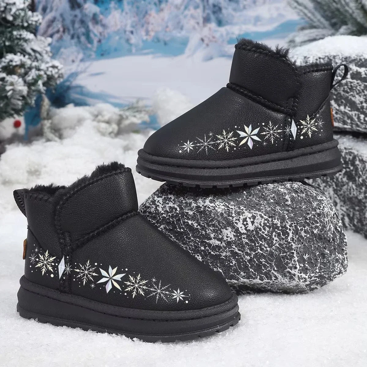 Kids Snow Boots Round Toes Children Casual Boots Soft Bottom Warm Fur 2026 Winter New Boys Girls Short Boots Non-slip