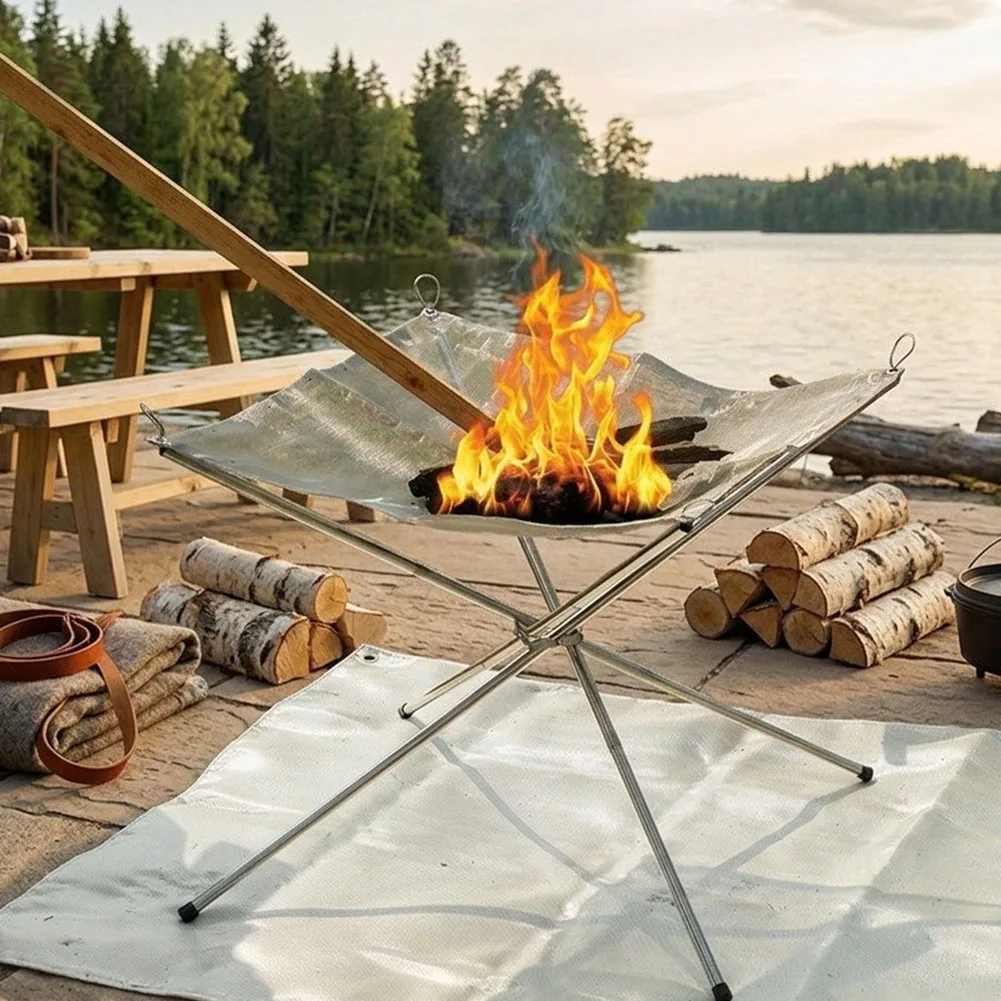 Fireproof Blanket for Outdoor Cooking BBQ Camping Patio Lawn Heat Resistant Fiberglass Mat Foldable Lightweight