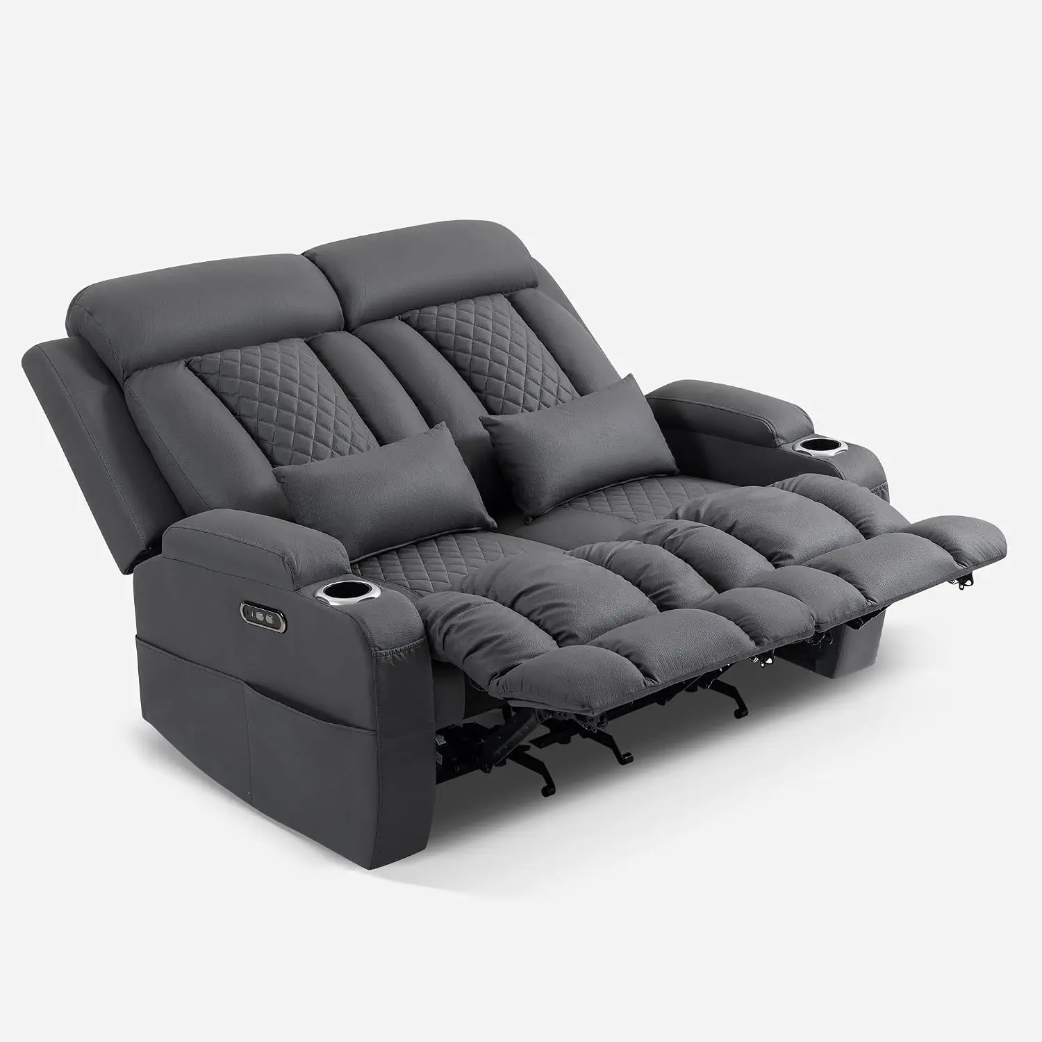 Zero Wall Hugger Power Reclining Loveseat with Adjustable Headrest, Fabric Electric Recliner Sofa with USB & Type-C, Customized