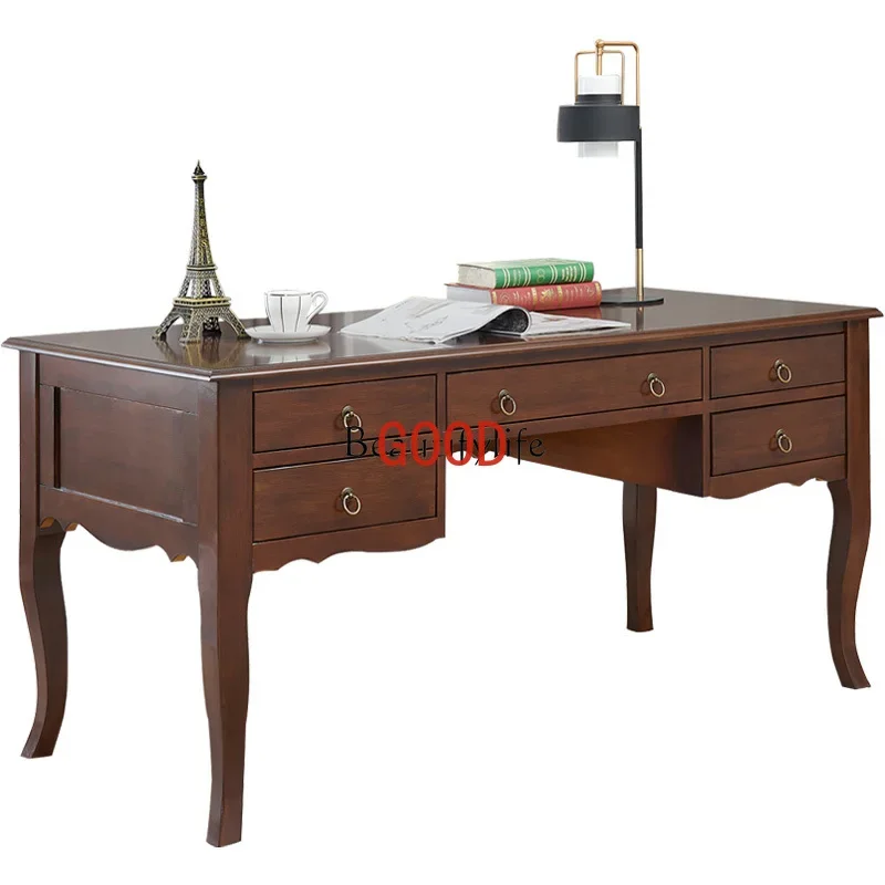 

Высококачественный американский стол для дома из массива дерева, европейский компьютерный стол, мягкий роскошный ретро-стол
