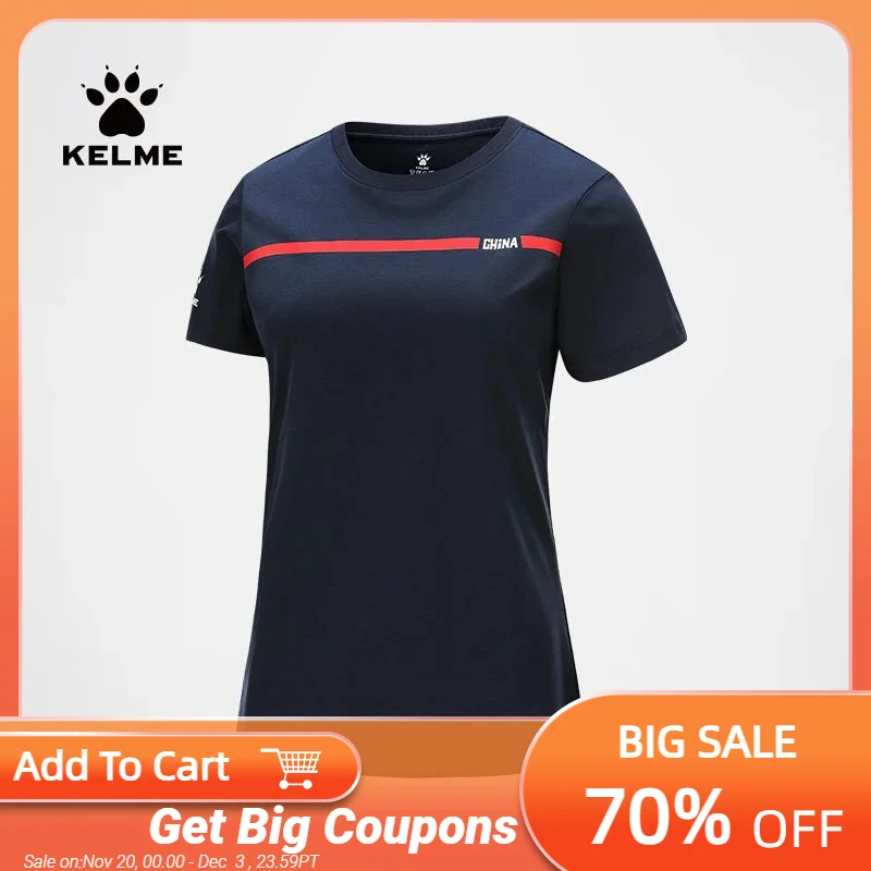 

KELME sports T-shirt women casual breathable running sweat fitness short-sleeved training clothes summer round neck tops