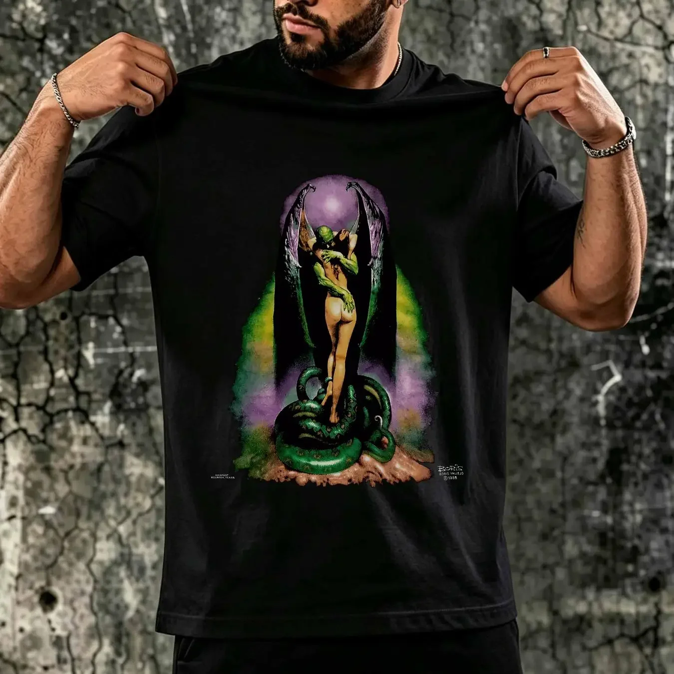 washed T Shirt RARE Vintage 1986 Boris Vallejo Fantasy Art Promo Original 80s Large vintage Washed designer clothes Slightly