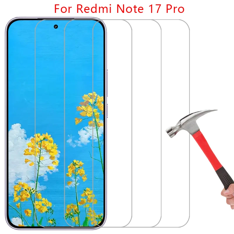 واقي شاشة زجاجي مقوى لحماية هاتف Xiaomi Redmi Note 17 Pro Max، متوافق مع Note17 و Not 17Pro و Note17Pro 5G، فيلم حماية شاشة لهاتف Xiaomi Redmi P.