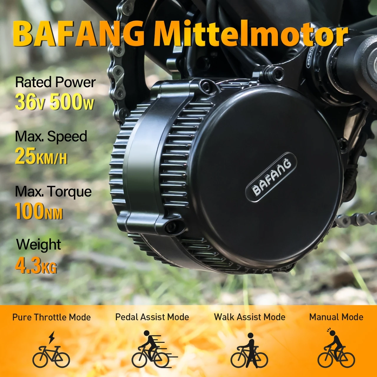 Bafang ミッドドライブモーター 750W 48V 電動自転車エンジン
