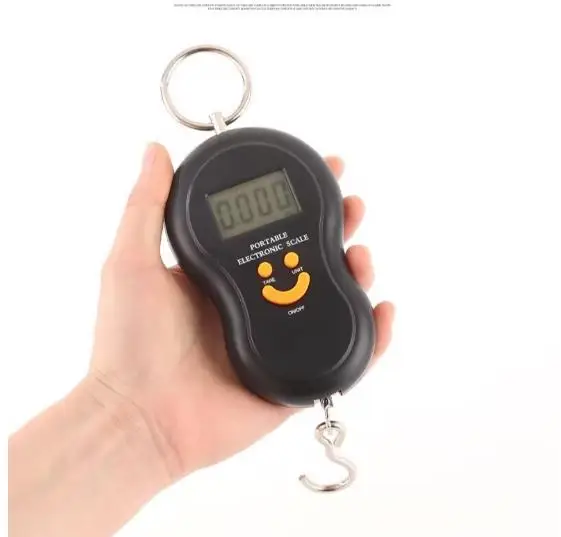 50kg/10g Backlit Digital Hanging Luggage Scale, Black Portable Pocket Electronic Travel & Fishing Weighing Scale