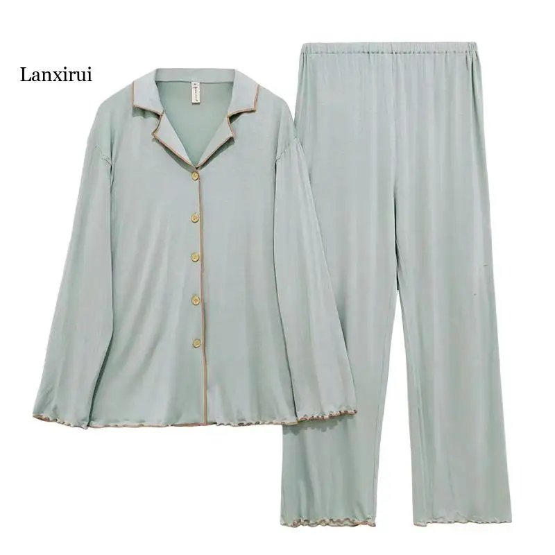

Elegant Sleepwear Cotton Womens Pijama Set Lady Loungewear Large Pajamas Sets for Women Lace Design Soft Cotton Nightwear