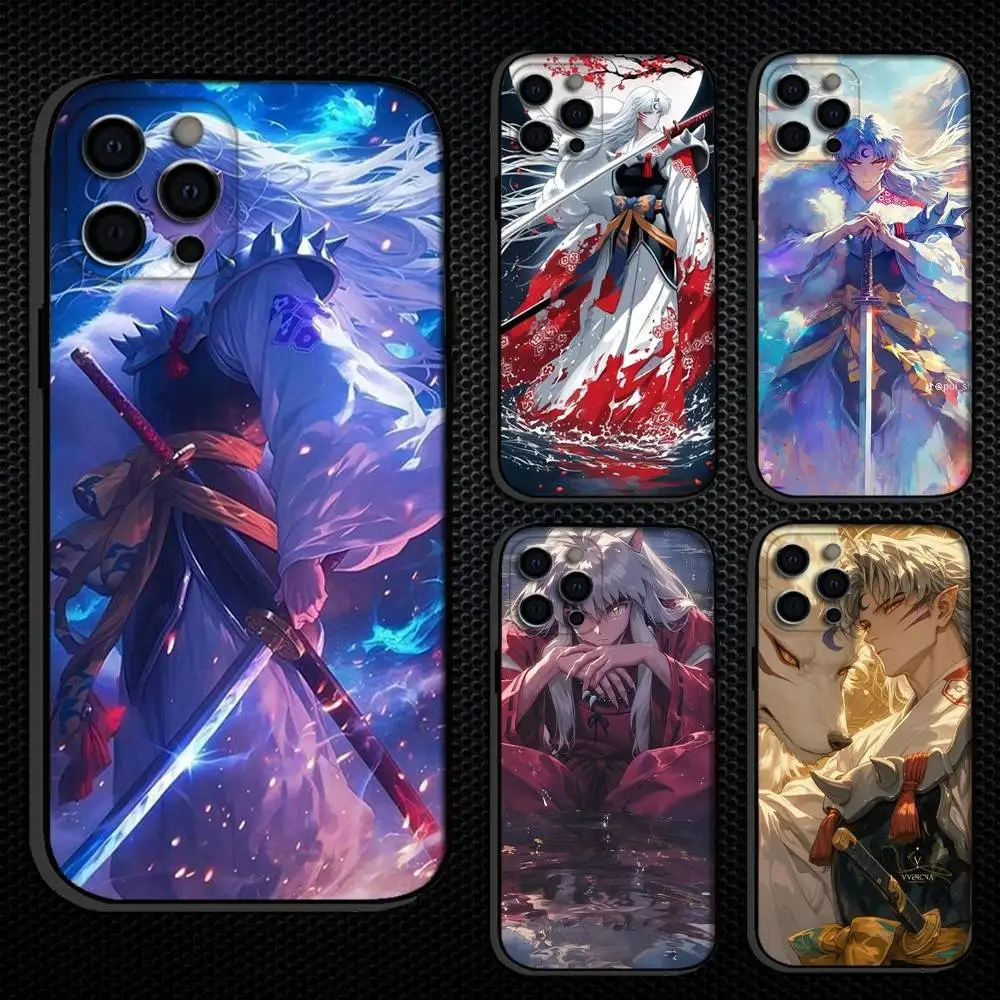 

S-Sesshomaru I-Inuyasha Anime Phone Case For iPhone 16,15,14,13,12,11 Plus,Pro Max, Others Soft Black Cover