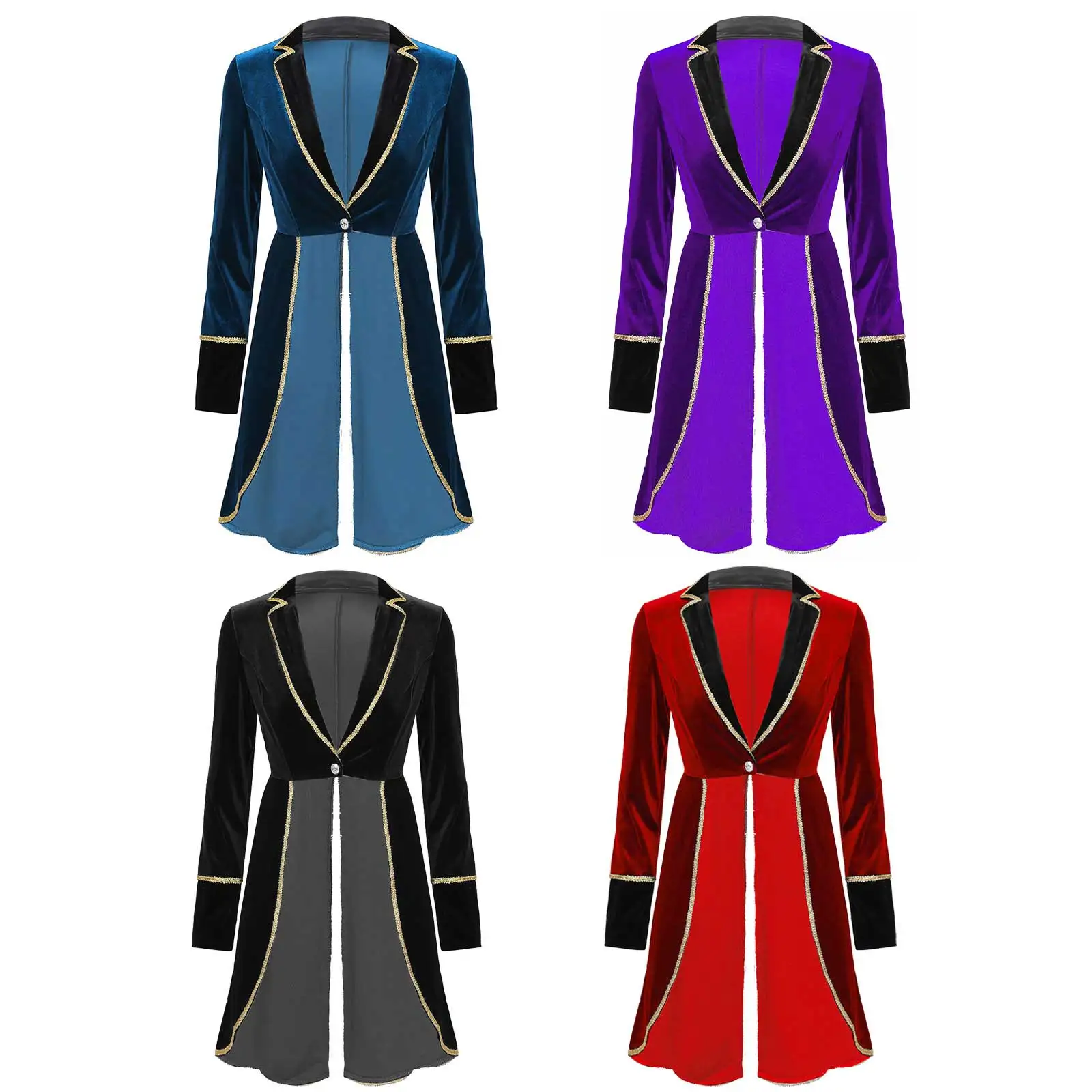 Women Adult Circus Ringmaster Costume Long Sleeve Roleplay Jacket Coat Christmas Halloween Carnival Cosplay Festival Rave Outfit