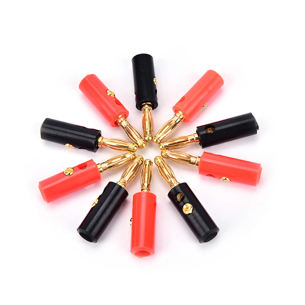 10pcs/lot audio speaker screw banana gold plate plugs connectors 4mm
