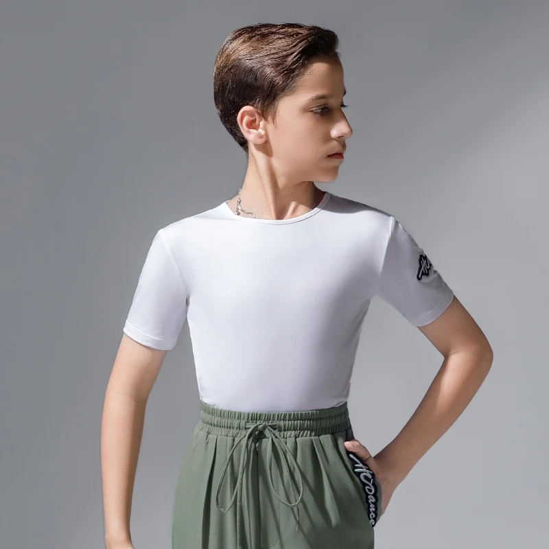 子供半袖トップラテンダンス練習服男の子シャツチャチャルンバタンゴ子供服ラテンダンストップス DN21513