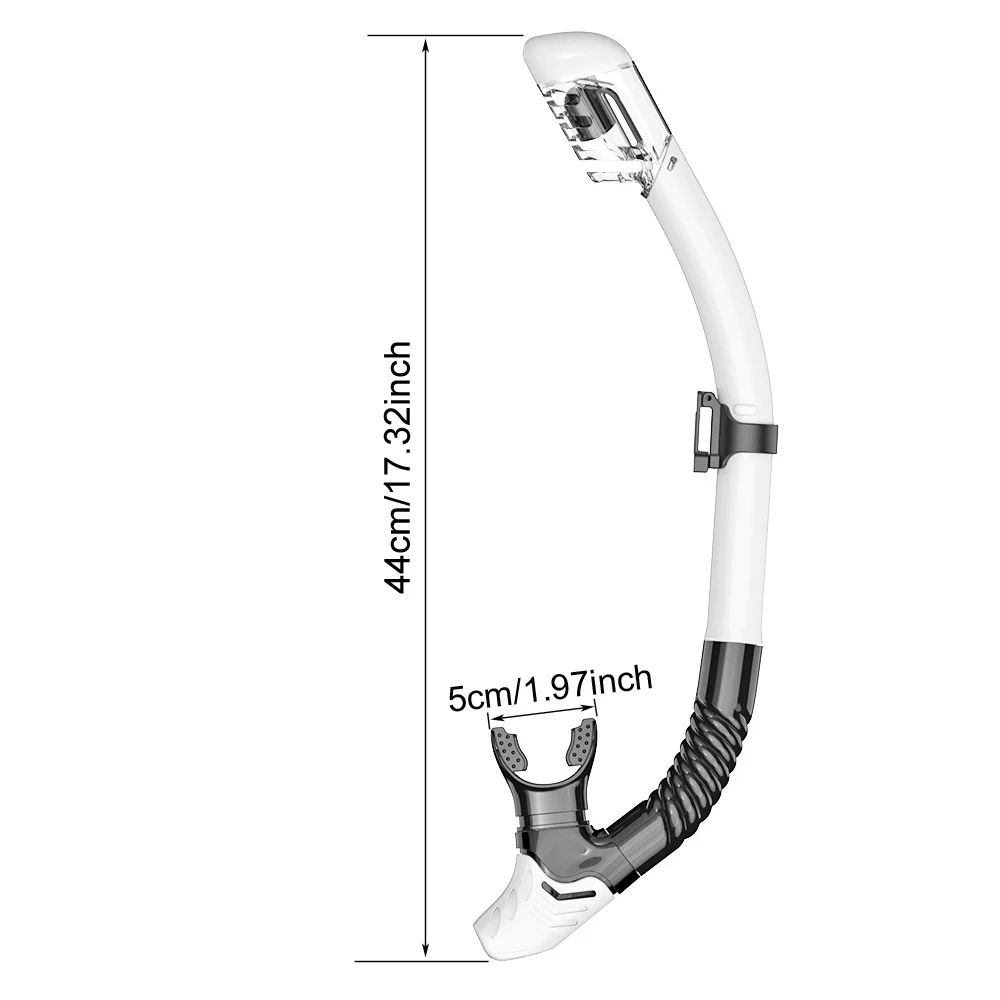 Volltrockener Schnorchel, leicht atmungsaktiver Tauchschnorchel zum Tauchen, Freitauchen, Schwimmen, Oberteil, Trockenventil, Mundstück aus lebensmittelechtem Silikon – Detail 6