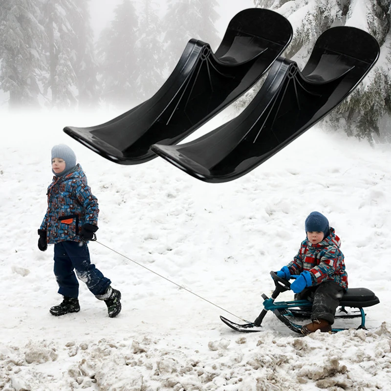 2 pçs inverno neve scooter trenó de esqui das crianças de dupla utilização scooter dois-em-um duas rodas equitação pneu peças acessórios de trenó de esqui