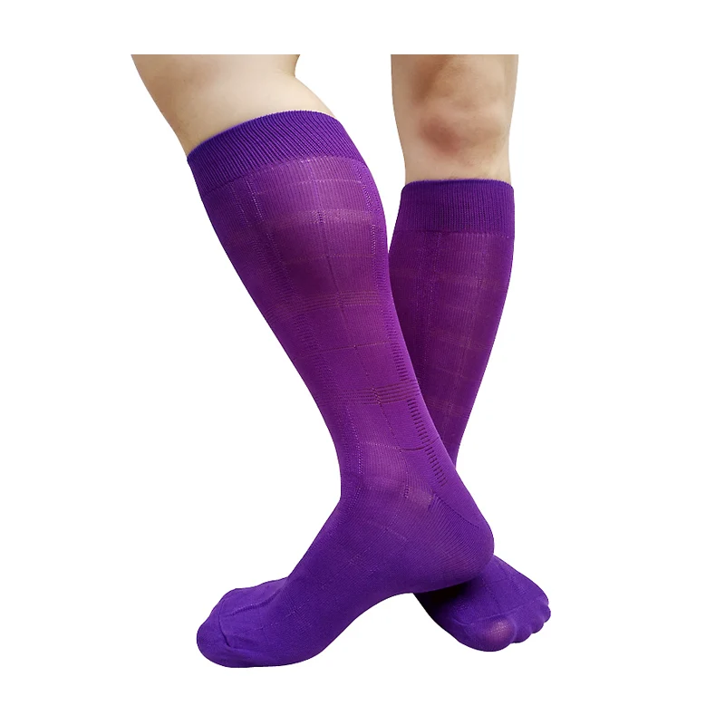 

Softy Business Mens Formal Socks See Through Plaid Over the Calf Dress Suit Socks Sexy Lingerie Stocking for Male Hose Long Tube