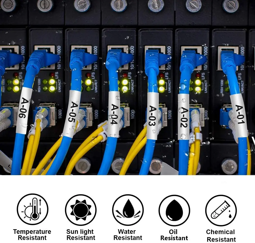 1PK 6mm-24mm Heat Shrink Tube HSe Label Tape HSe211 HSe-221 HSe-231 631 241 251 White/Yellow Compatible For Brother P-touch E100