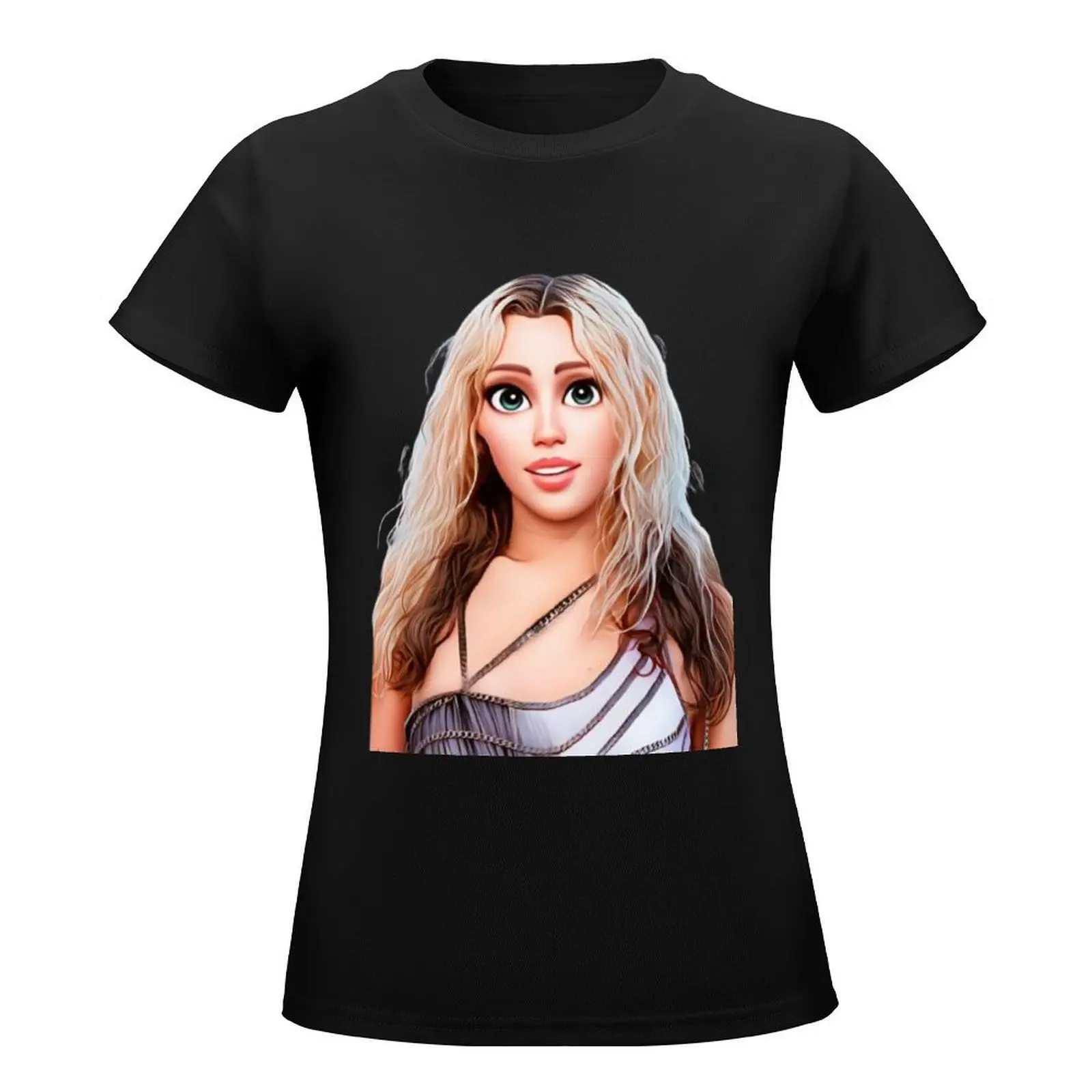 Miley Cyrus Cartoon T-Shirt kawaii clothes customizeds oversized Aesthetic clothing cotton t shirts Women