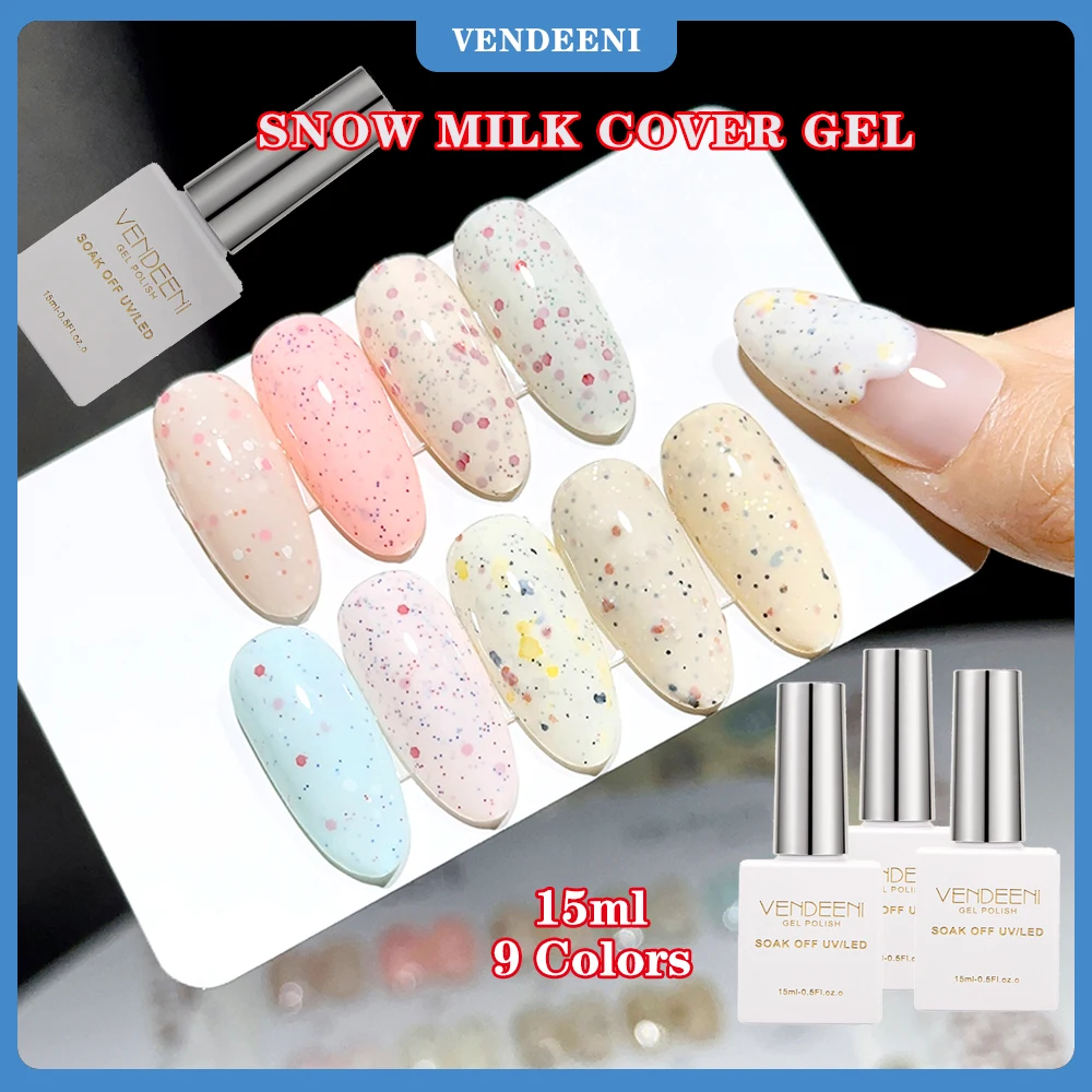 

Vendeeni 9 цветов/набор Quail Eggshells Гель-лак для ногтей Soak Off UV LED Snow Milk Cream Маникюрный лак для ногтей с цветной картой