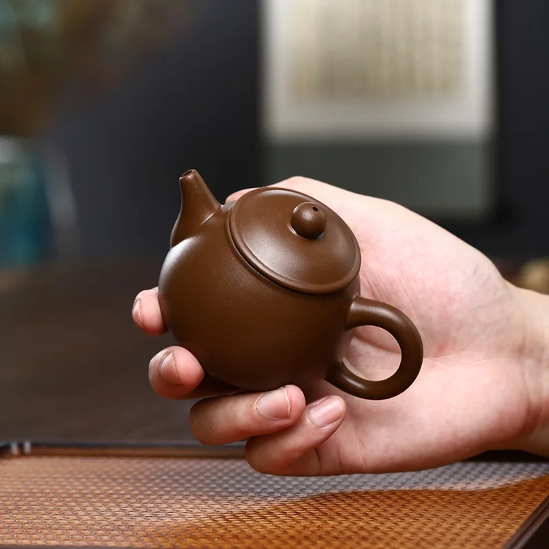 130CC Small Capacity Kung Fu Zisha Teapot Machine Made Hand Play Tea Pot Ball Hole Filter Chinese Pu \'er  Flower Black Kettle