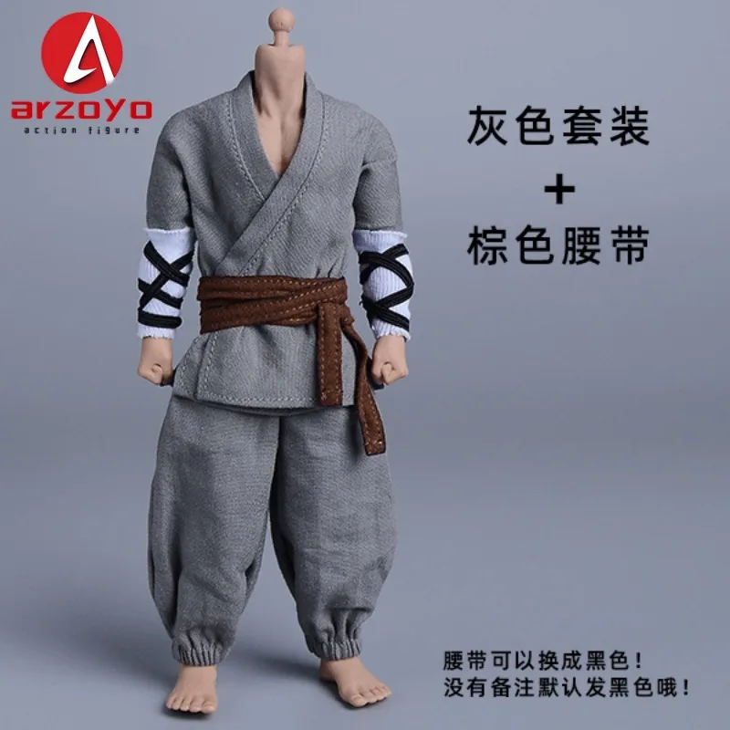 Romankey 1/12 homem soldado monge marcial roupas de luta conjunto wuxia lanterna calças roupas modelo caber 6 "figura ação corpo boneca