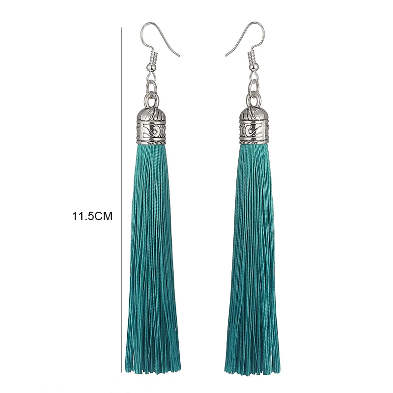 Fashion Tassel Earrings For Women Jewelry Bohemian Drop Dangle Long Earrings Silk Fabric Ethnic Vintage Daily Earrings