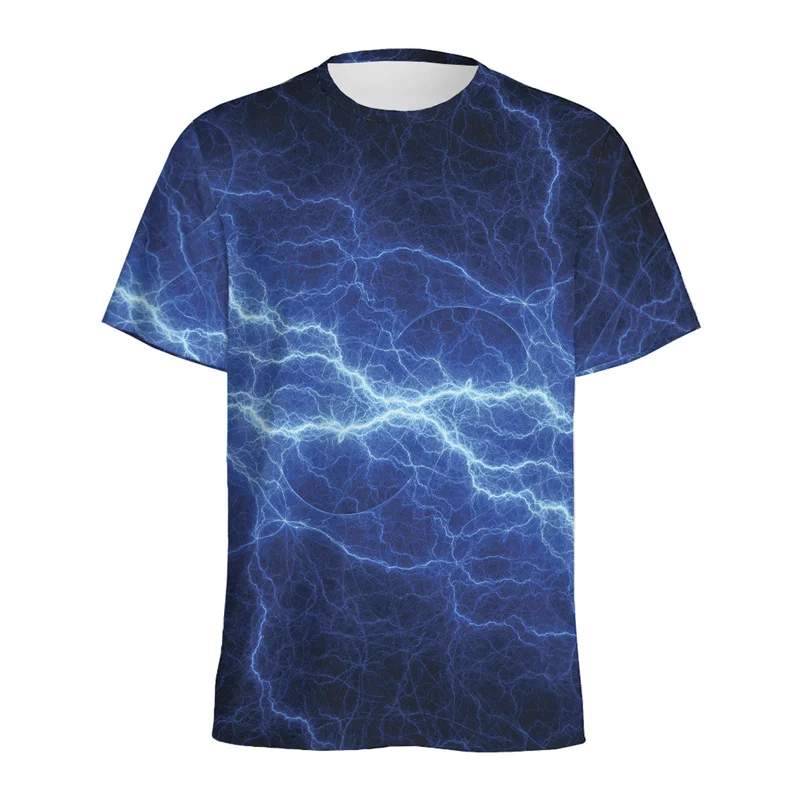 Meteorology Lightning Pattern T-shirt Men 3D Printed T Shirt Casual Tops Short Sleeves Oversized Round Neck Tee Shirts