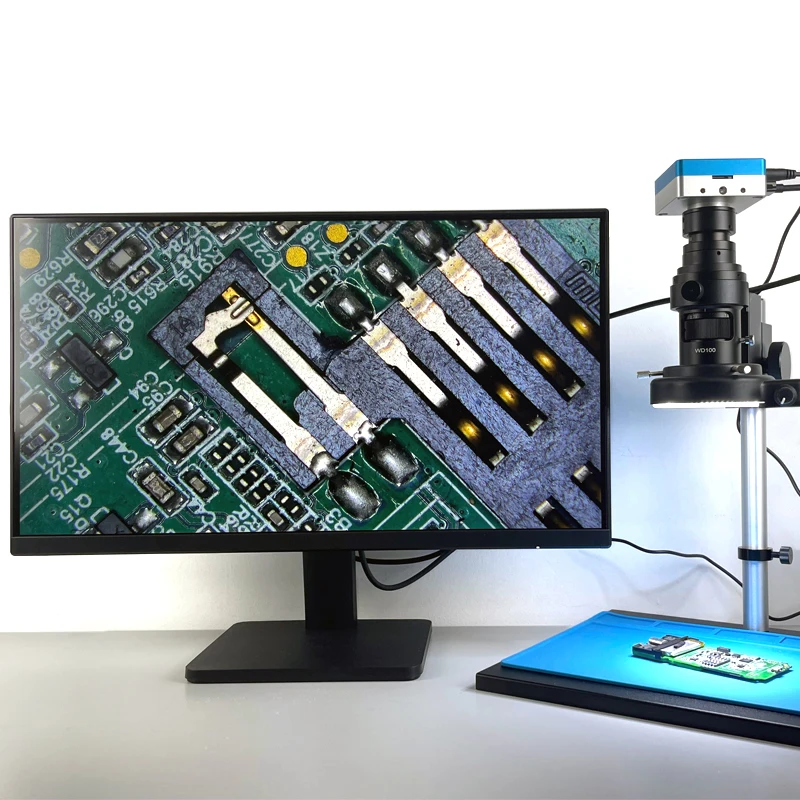 48MP 4K HDMI USB Microscopio Fotocamera Sensore SONY 200X Obiettivo con attacco C Microscopio digitale elettronico industriale per riparazione saldatura