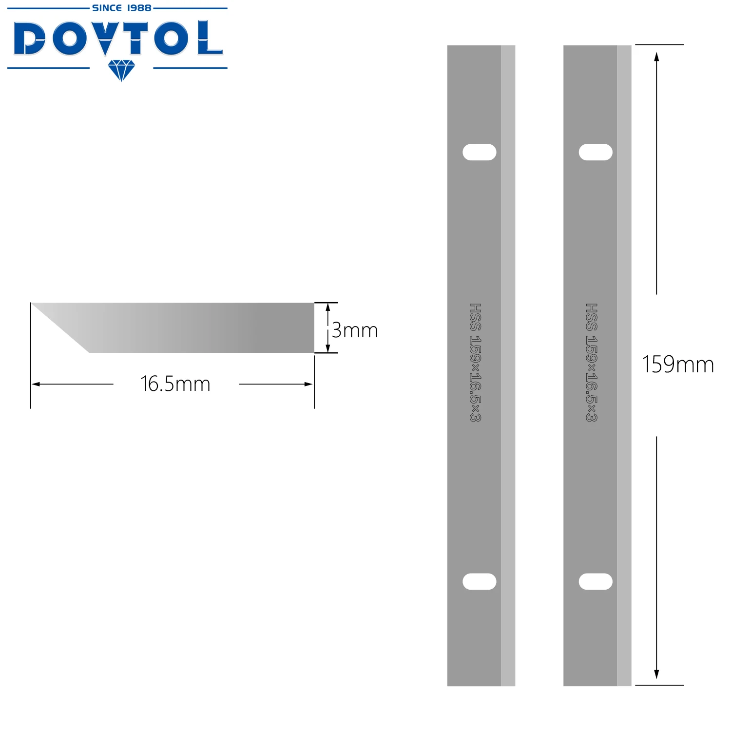 Hojas de cepilladora de espesor HSS, cuchillo planificador de madera, herramientas de carpintería para Einhell, Juego de 2, 159x16,5x3mm