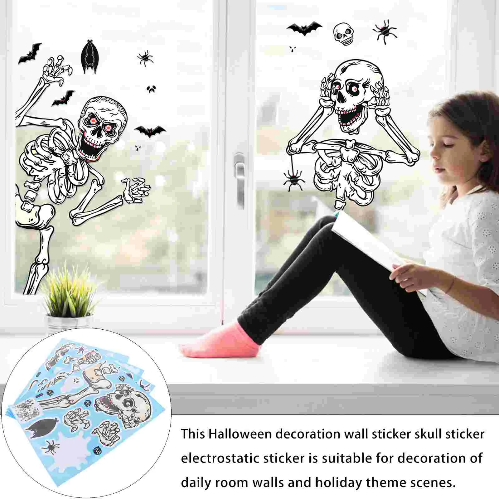 Sticker Halloween Party Stickers Ornaments Terrifying Window Creepy Electrostatic Pastes for Decal Eve Decors Adornments Home