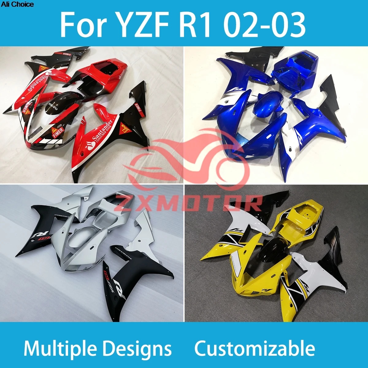 

Обтекатели кузова для Yamaha YZF R1 2002 2003 ZXMT Aftermaket, комплект обтекателя мотоцикла, обтекатель R1 02 03