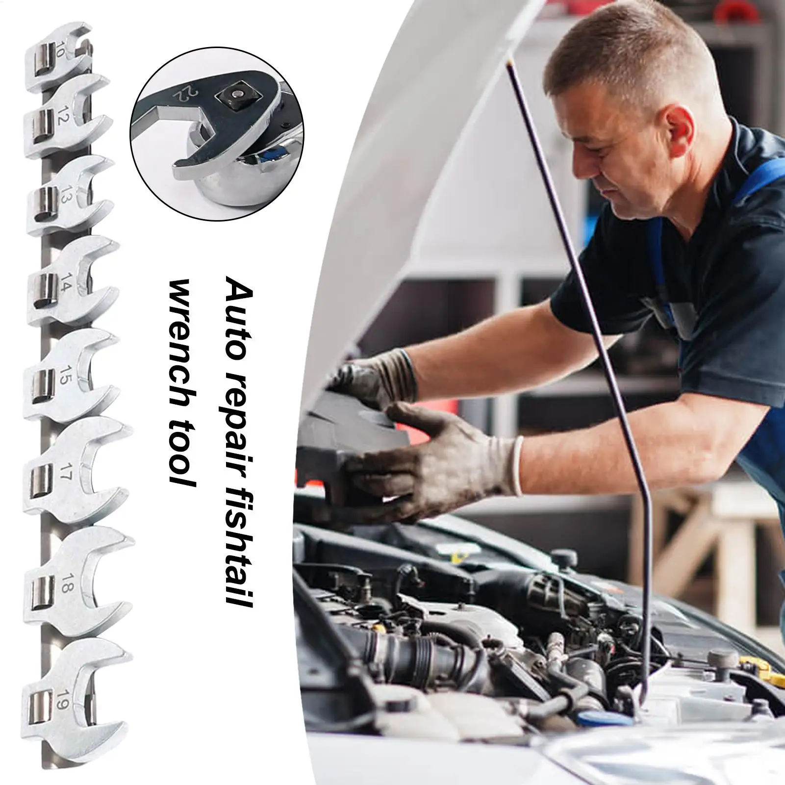 Car Wrench Set 9 Pieces Car Wrench Tool Oil Pipe Spanners For Ratcheting Driver Repair Work Truck Automotive Motorcycle Home