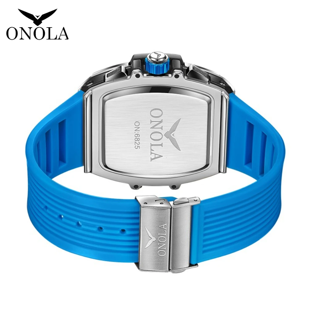 ONOLA Big Dial Tonneau Barrel Shape Watch Man Lumious Quartz Silicone Sports Waterproof Male Boy Gift Clock Relogio Masculino