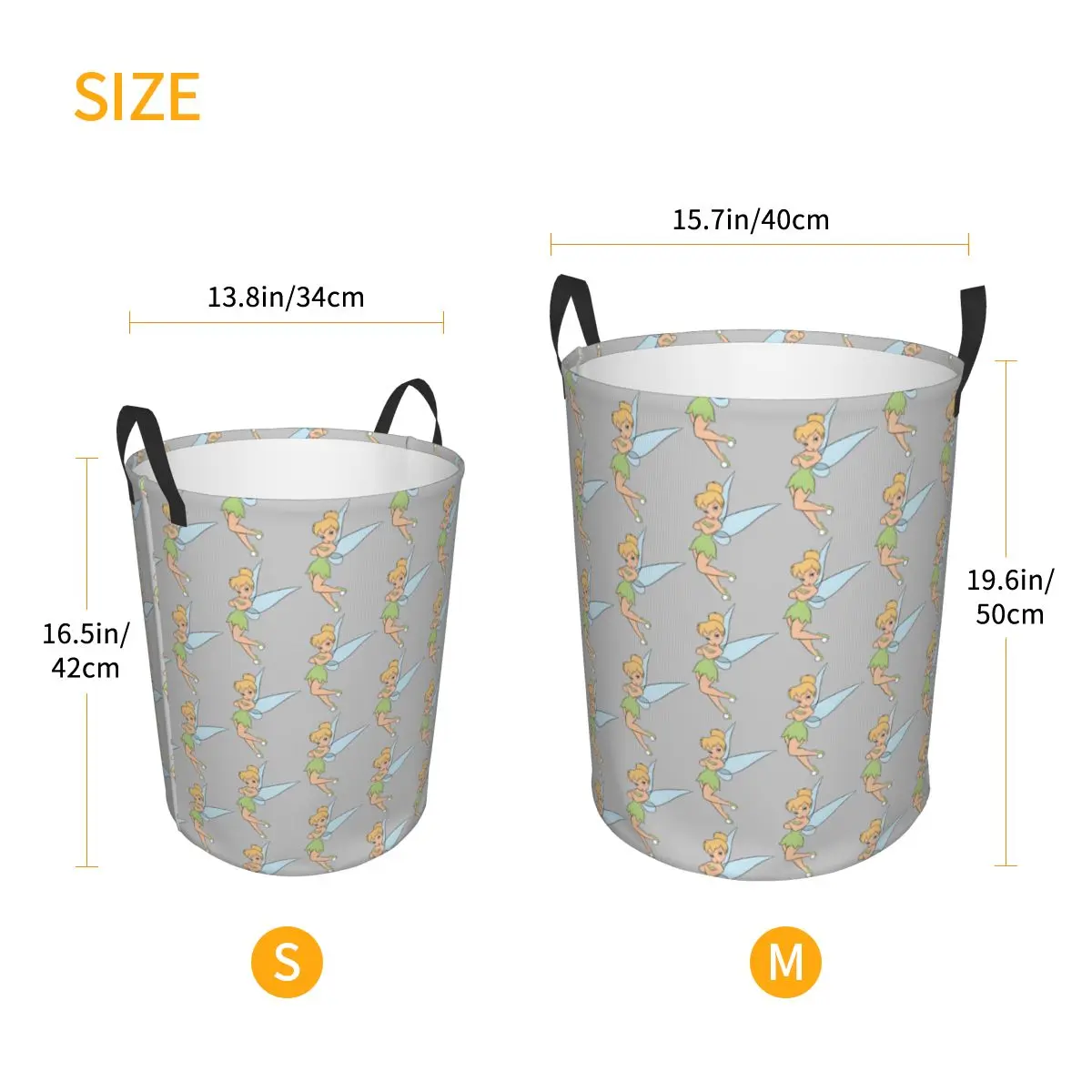 Custom Tinker Bell Laundry Basket Foldable Fairy Clothes Toy Hamper Storage Bin for Kids Nursery