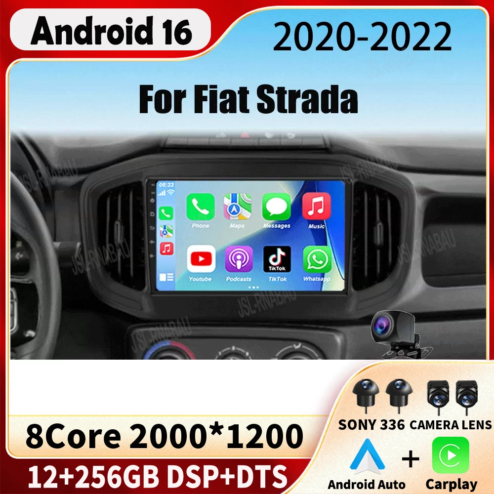 Android 16 Auto Carplay For Fiat Strada 2020 2021 2022 Car Radio Multimedia Video Player GPS Navigation Stereo 360 Camera WIFI