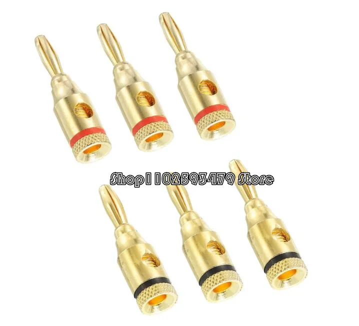 4/8 pcs/lot 24k Gold-Plated Musical Cable Wire Banana Plug Pro Audio Speaker Connector Plated Musical Speaker Pin Connector