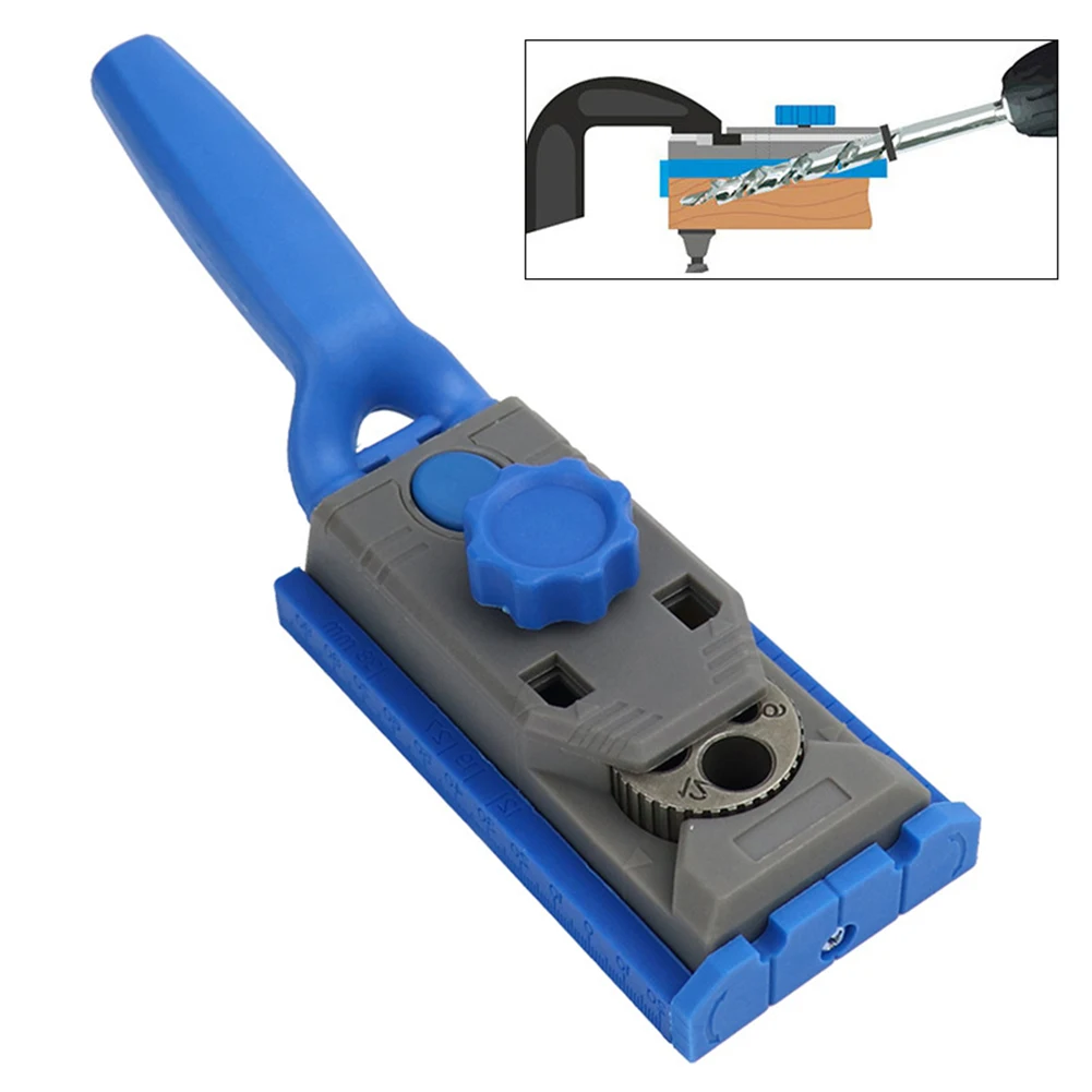 

DIY Woodworking 130*65*34mm 5.12*2.56*1.34 In Drill Locator Adjustable Drilling Jig Tool Depth Adjustment Scale